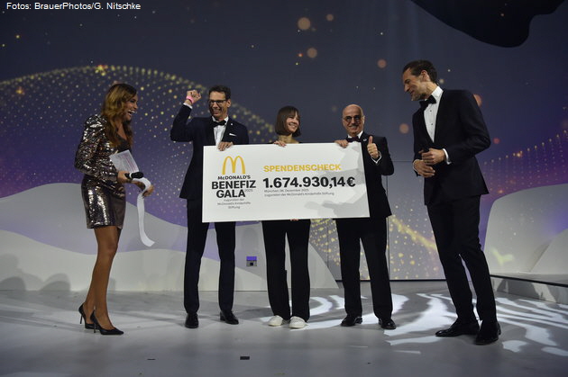 Jana Ina Zarella, Adrian Kstler (Vorstand McDonald's Kinderhilfe Stiftung), Christina Stuermer, Mario Federico (McDonald's Vorstandsvorsitzender), Alexander Mazza