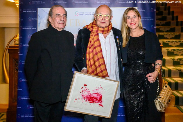 Carlo Rampazzi (Stardesigner, Sheba Global Ambassador of Goodwill, stiftet Kunstwerke), Rolf Sachs (K�nstler, Designer), Diana Korn (K�nstlerin; stiftet �Jet Set Pill� Kunstwerk f�r die Auktion). Foto: Giancarlo Cattaneo/fotoswiss.com
